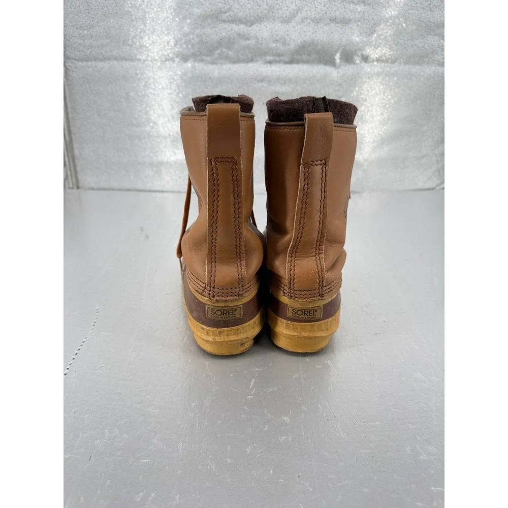 Sorel Premium II Mens 10 Duck Boots VTG Kaufman Canada Leather Wool Tan Brown